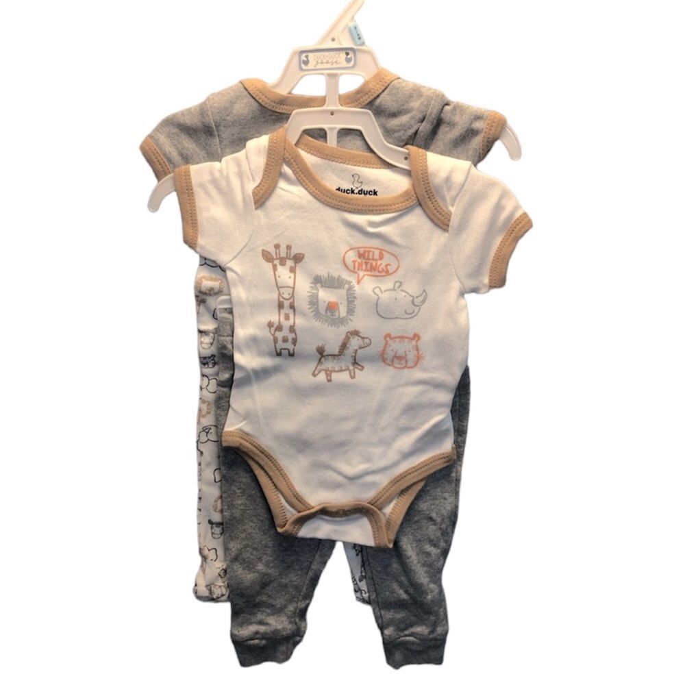 Duck.Duck Goose 4 piece ‘wild things’ matching set, 0-3 months.